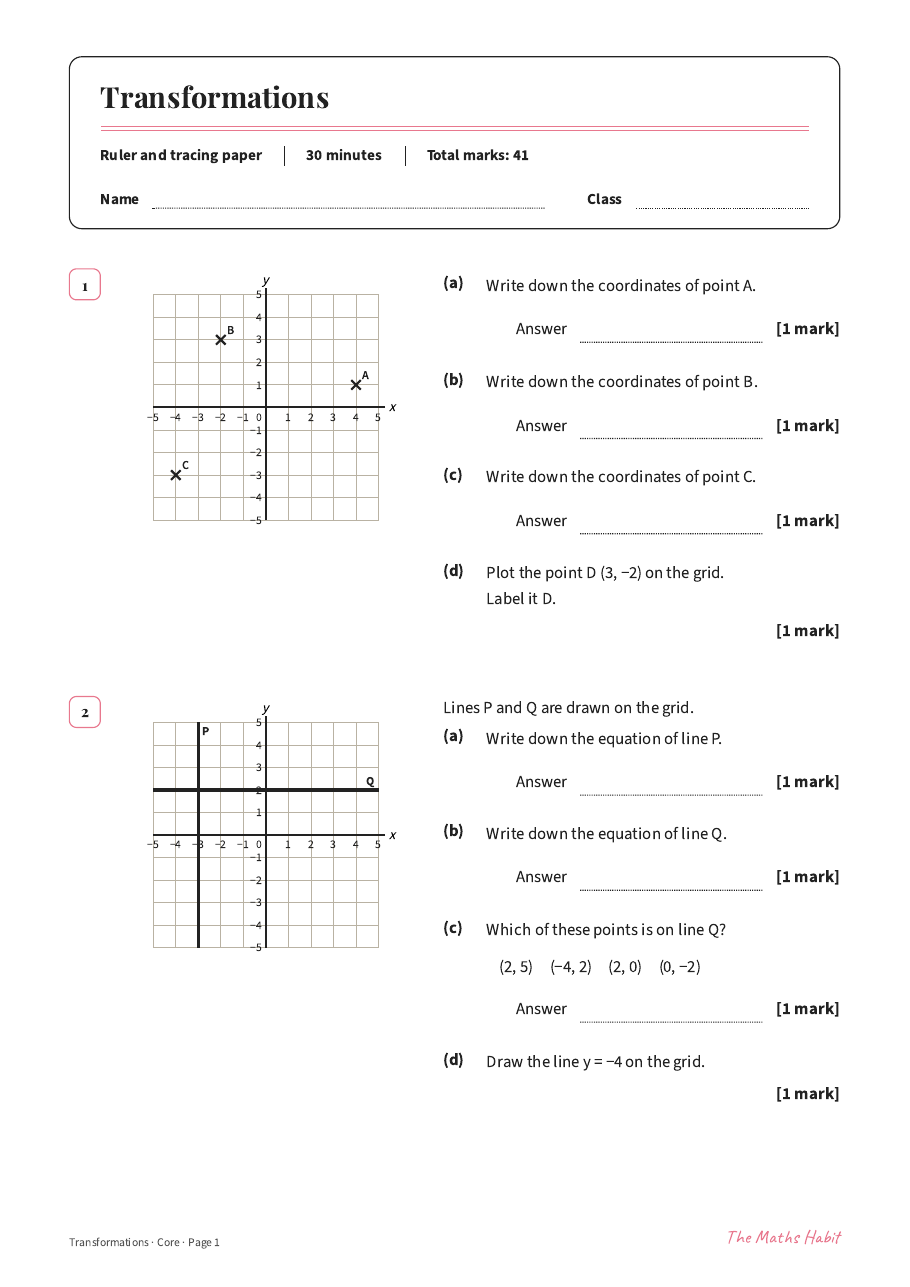 Transformations test: Core, first page