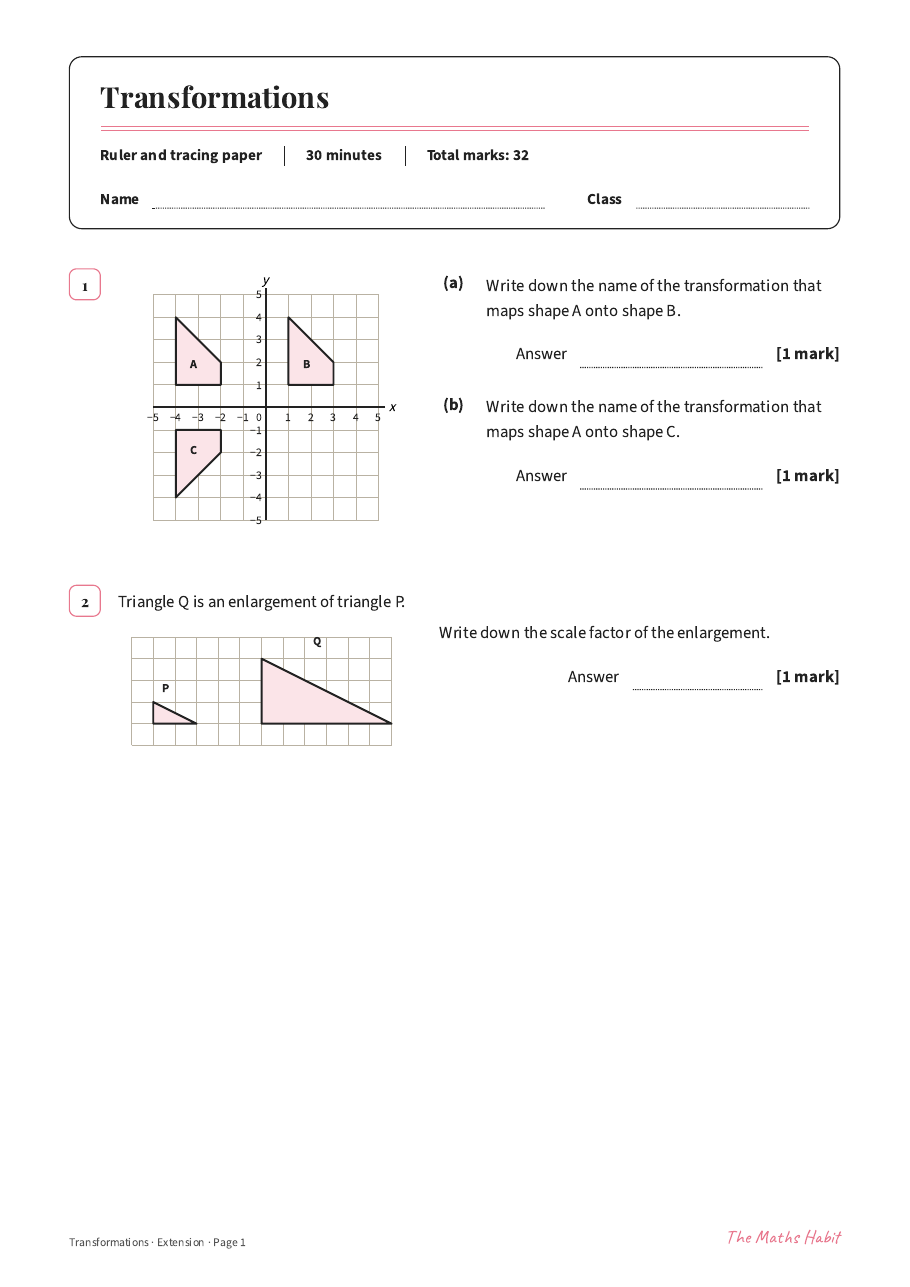 Transformations test: Extension, first page