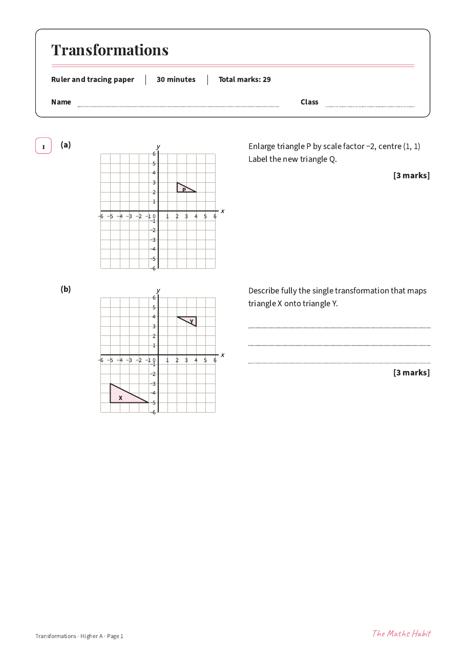 Transformations test: Higher A, first page