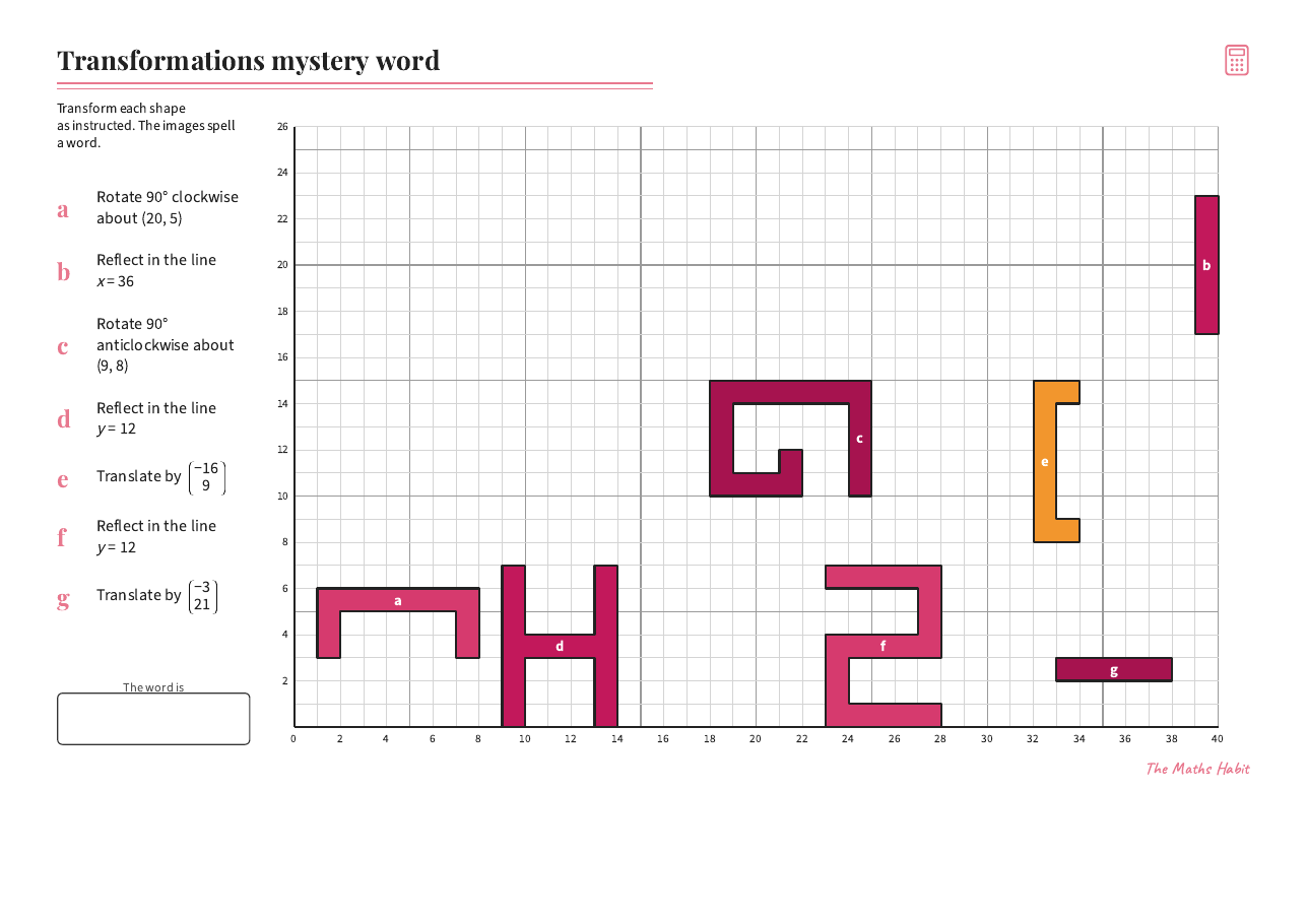 Mystery word: transformations, first page