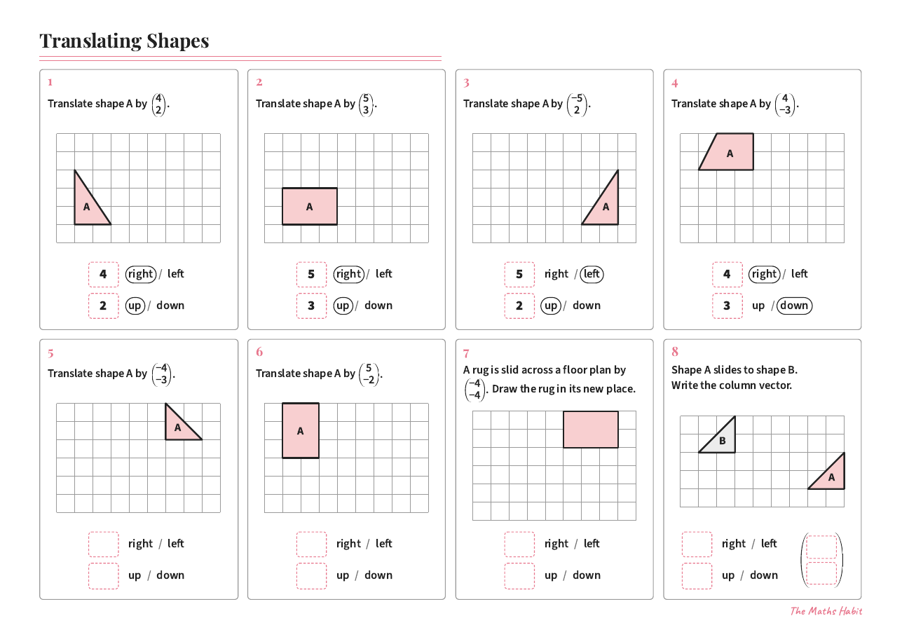 Translating shapes, first page