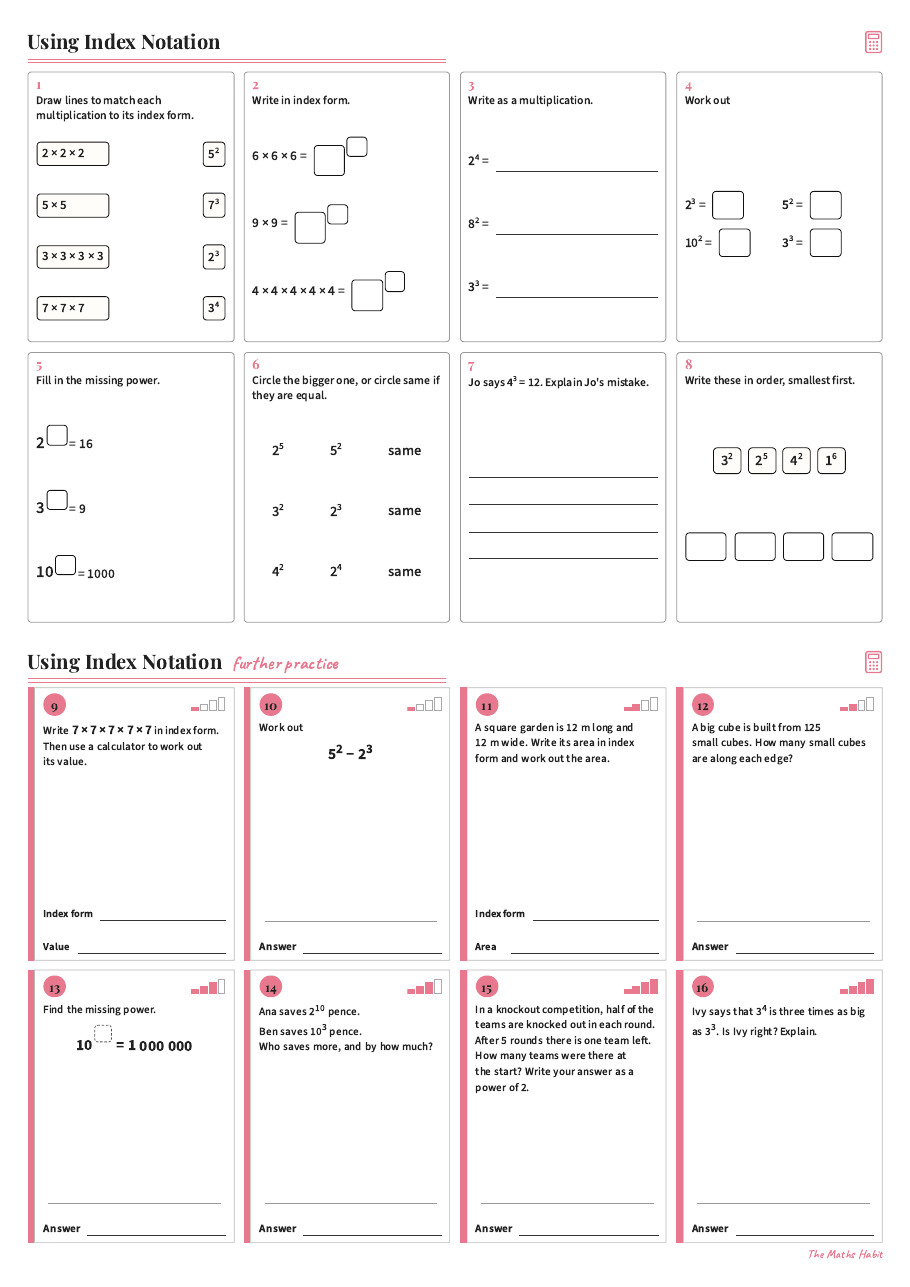 Using index notation, first page