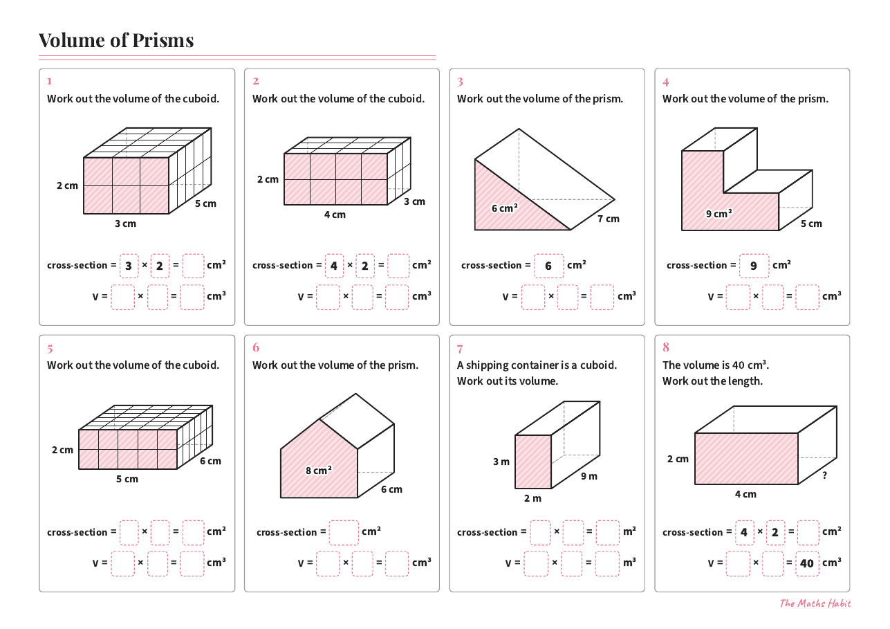 Volume of prisms, first page