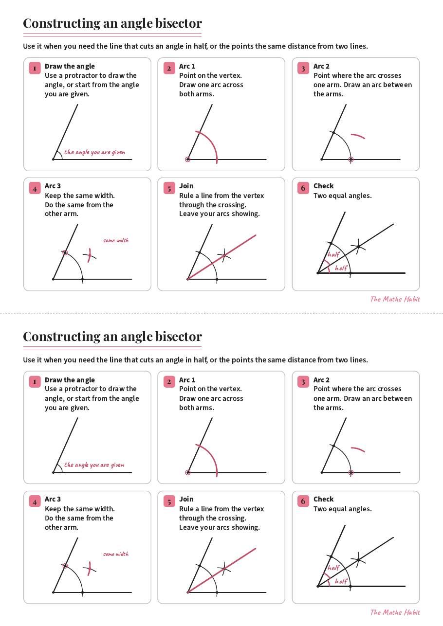Constructing an angle bisector, first page