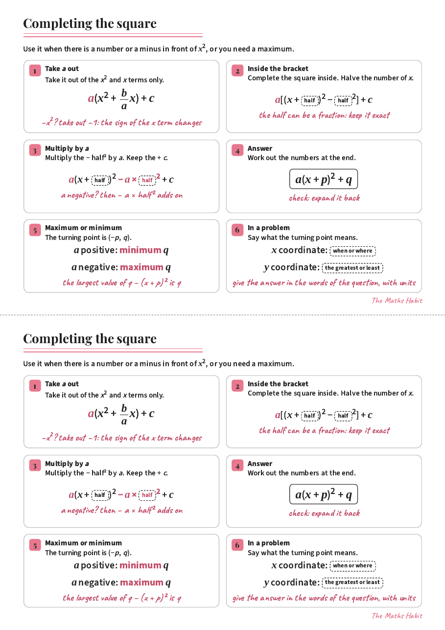 Completing the square, Extend, first page