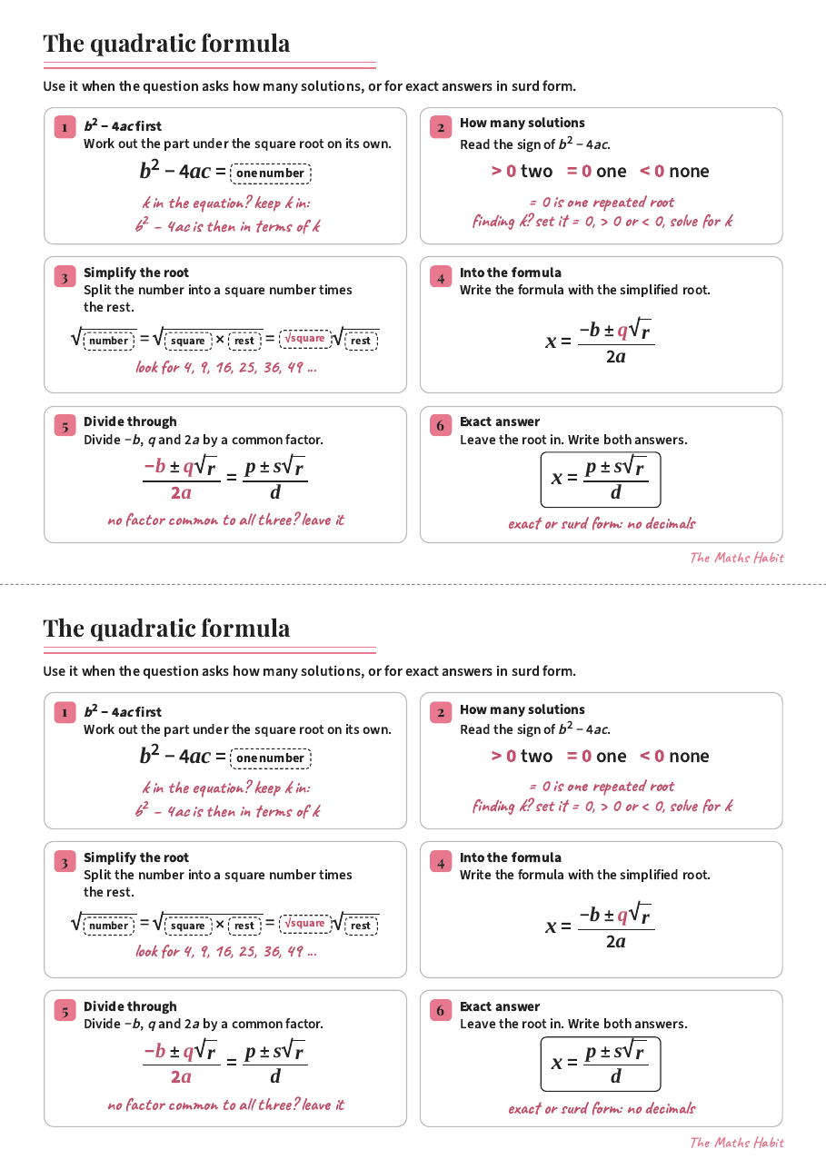 The quadratic formula, Extend, first page